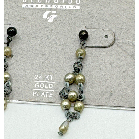 Beautiful Vintage Goldtone Georgiou Etruscan 24 KT GP Chandelier Earrings NEW - Picture 2 of 6